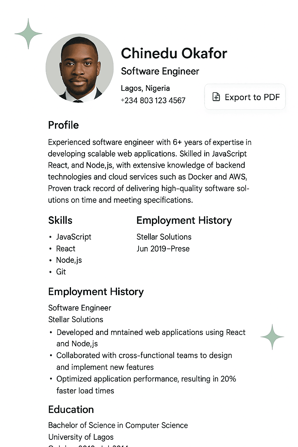 Resume example